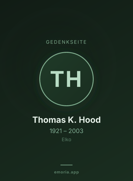 Gedenkportrait von Thomas K. Hood