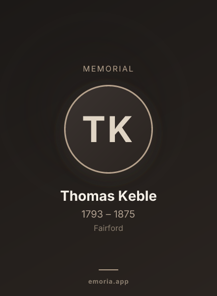Memorial portrait of Thomas Keble