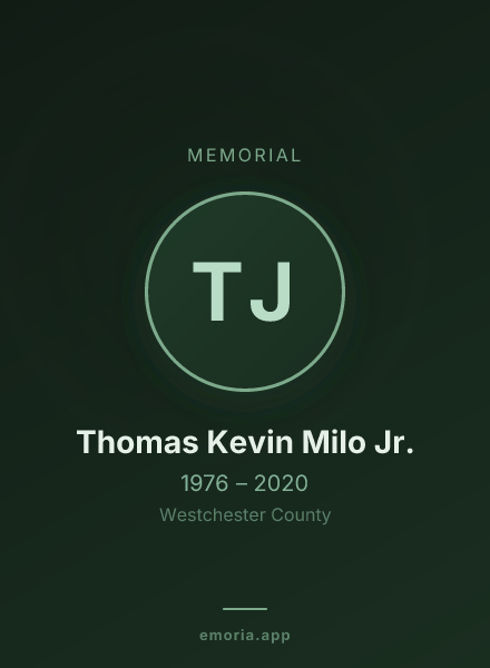 Memorial portrait of Thomas Kevin Milo Jr.