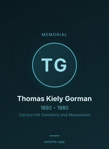 Memorial portrait of Thomas Kiely Gorman