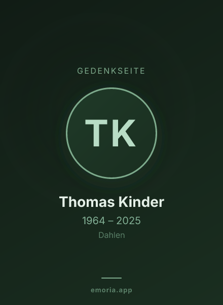 Gedenkportrait von Thomas Kinder