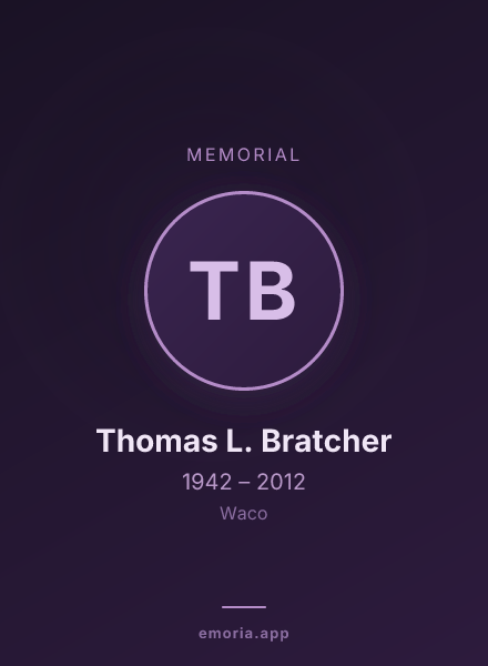 Memorial portrait of Thomas L. Bratcher