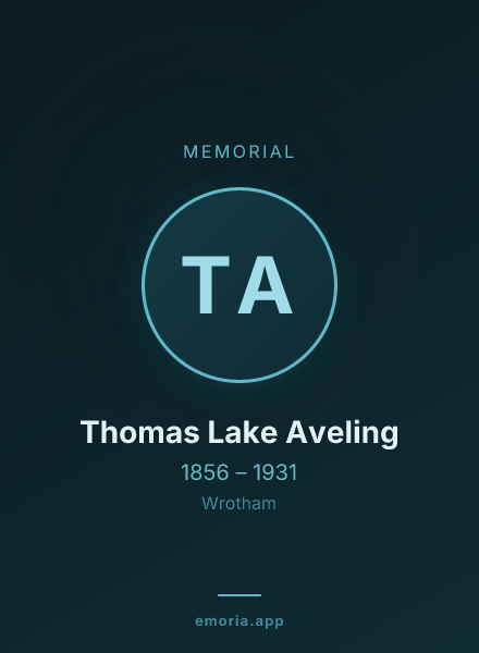 Memorial portrait of Thomas Lake Aveling