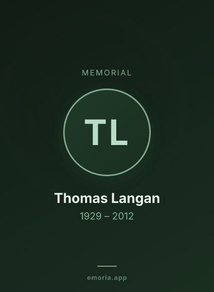 Memorial portrait of Thomas Langan