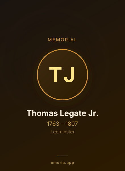 Memorial portrait of Thomas Legate Jr.