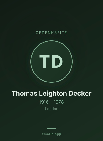 Gedenkportrait von Thomas Leighton Decker