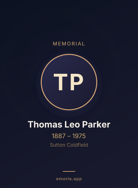 Memorial portrait of Thomas Leo Parker