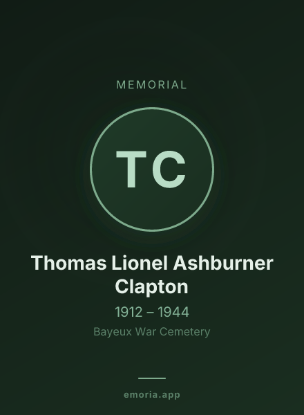 Memorial portrait of Thomas Lionel Ashburner Clapton