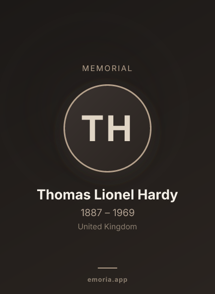 Memorial portrait of Thomas Lionel Hardy