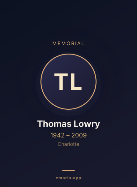 Memorial portrait of Thomas Lowry