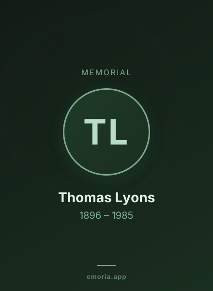 Memorial portrait of Thomas Lyons