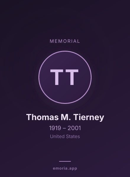 Memorial portrait of Thomas M. Tierney
