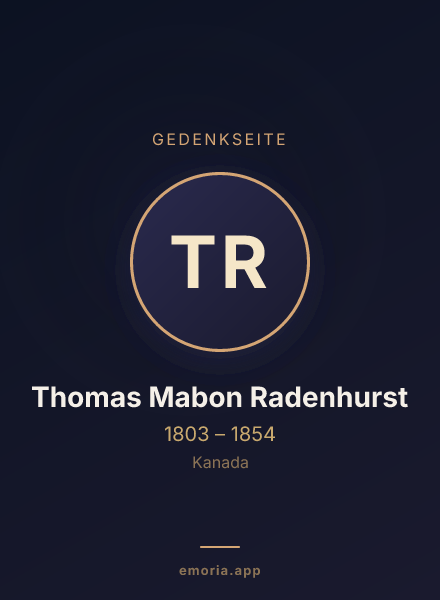 Gedenkportrait von Thomas Mabon Radenhurst