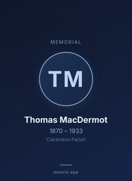 Memorial portrait of Thomas MacDermot
