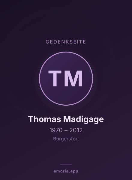 Gedenkportrait von Thomas Madigage