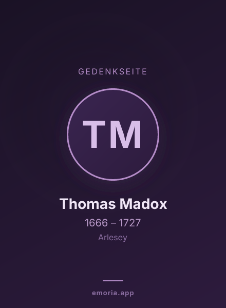 Gedenkportrait von Thomas Madox