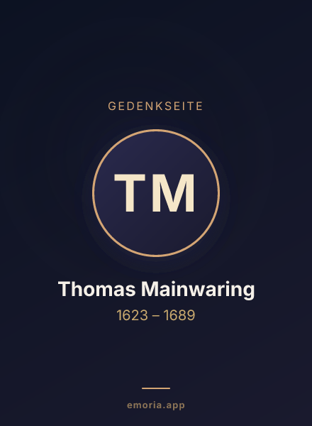 Gedenkportrait von Thomas Mainwaring