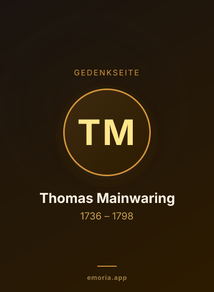 Gedenkportrait von Thomas Mainwaring