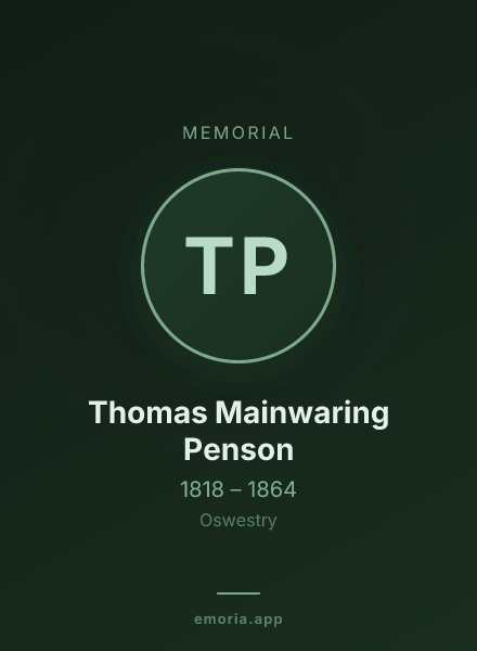 Memorial portrait of Thomas Mainwaring Penson