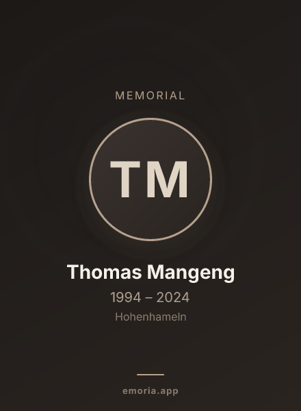 Memorial portrait of Thomas Mangeng