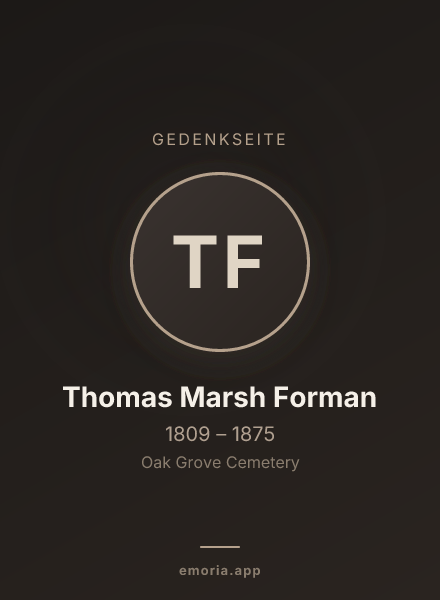 Gedenkportrait von Thomas Marsh Forman