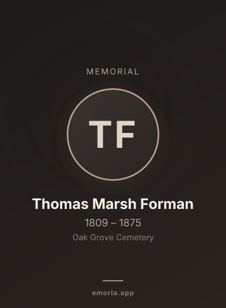 Memorial portrait of Thomas Marsh Forman