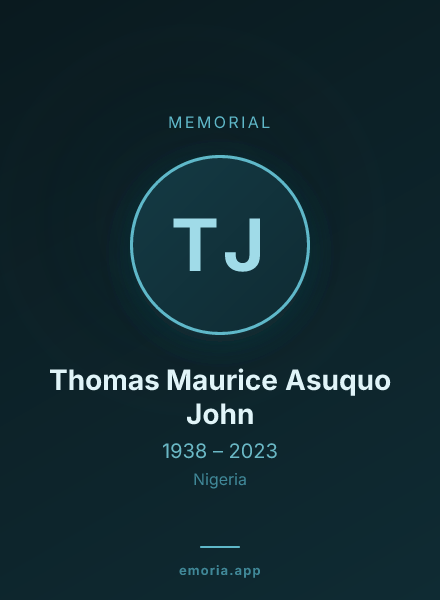 Memorial portrait of Thomas Maurice Asuquo John