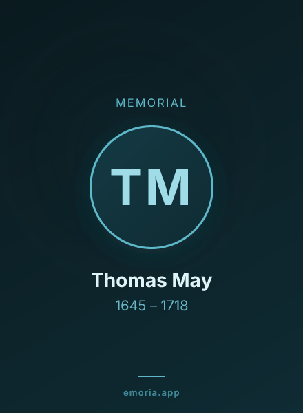 Memorial portrait of Thomas May