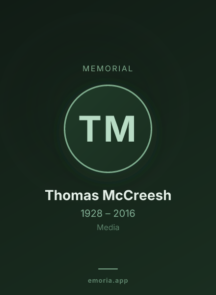 Memorial portrait of Thomas McCreesh