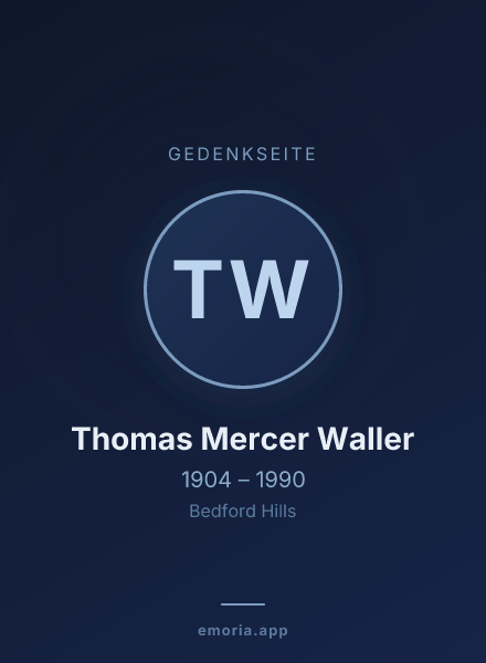 Gedenkportrait von Thomas Mercer Waller