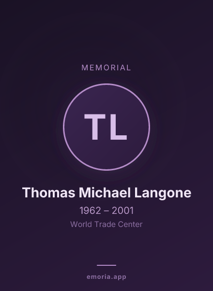 Memorial portrait of Thomas Michael Langone