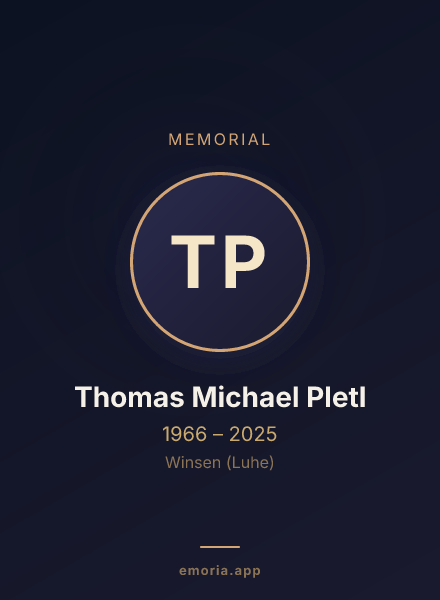 Memorial portrait of Thomas Michael Pletl