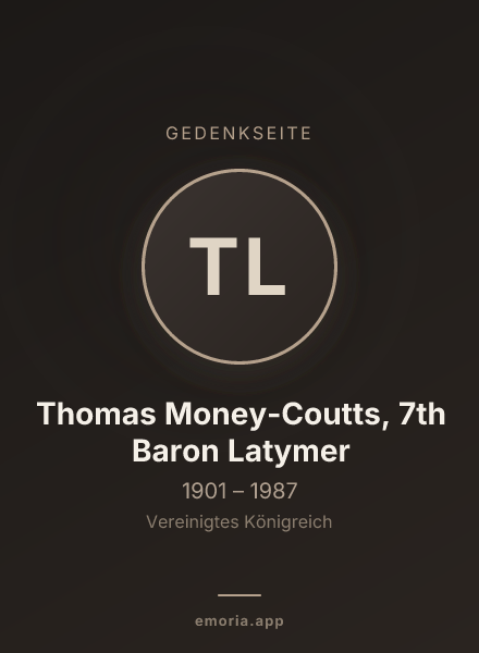 Gedenkportrait von Thomas Money-Coutts, 7th Baron Latymer