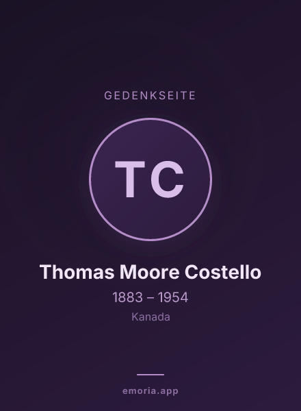 Gedenkportrait von Thomas Moore Costello