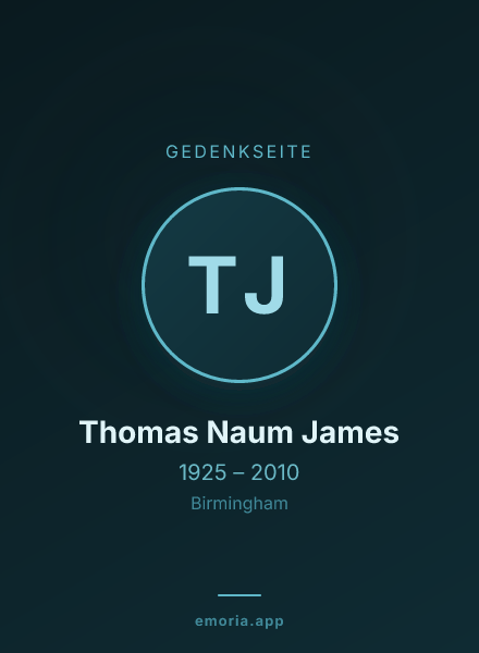 Gedenkportrait von Thomas Naum James