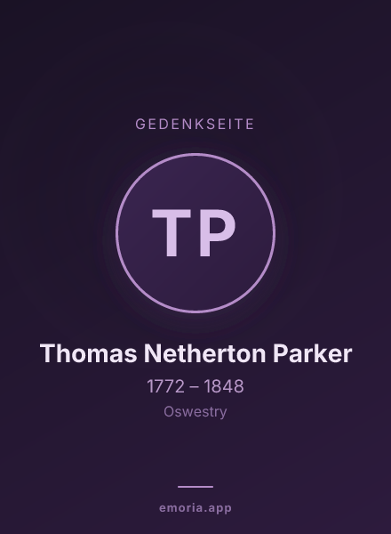 Gedenkportrait von Thomas Netherton Parker