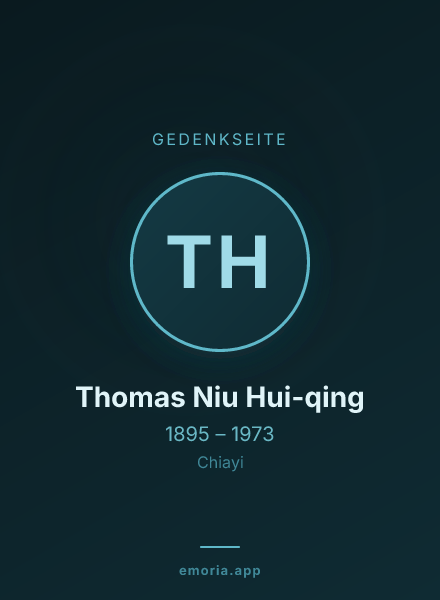 Gedenkportrait von Thomas Niu Hui-qing