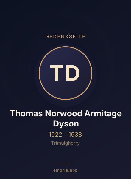 Gedenkportrait von Thomas Norwood Armitage Dyson