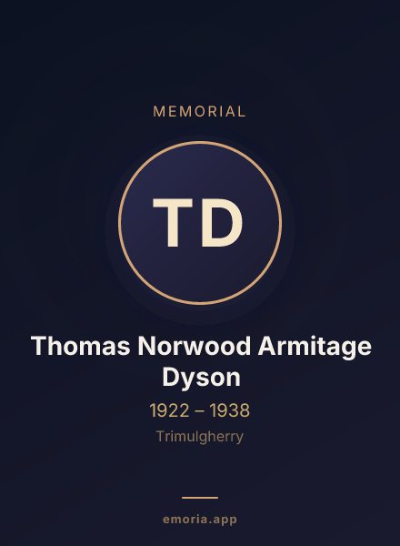 Memorial portrait of Thomas Norwood Armitage Dyson