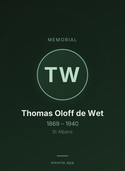 Memorial portrait of Thomas Oloff de Wet
