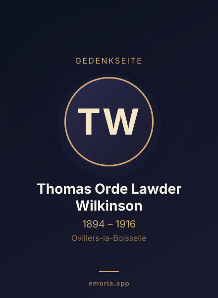 Gedenkportrait von Thomas Orde Lawder Wilkinson