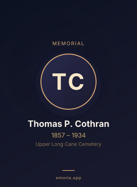 Memorial portrait of Thomas P. Cothran