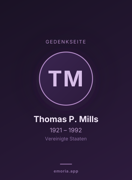 Gedenkportrait von Thomas P. Mills