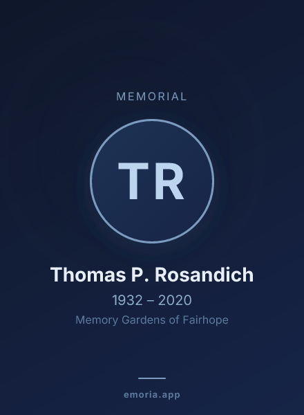 Memorial portrait of Thomas P. Rosandich