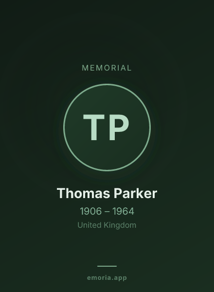 Memorial portrait of Thomas Parker