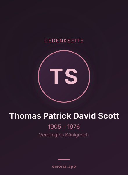 Gedenkportrait von Thomas Patrick David Scott