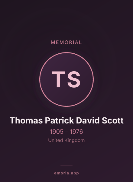 Memorial portrait of Thomas Patrick David Scott