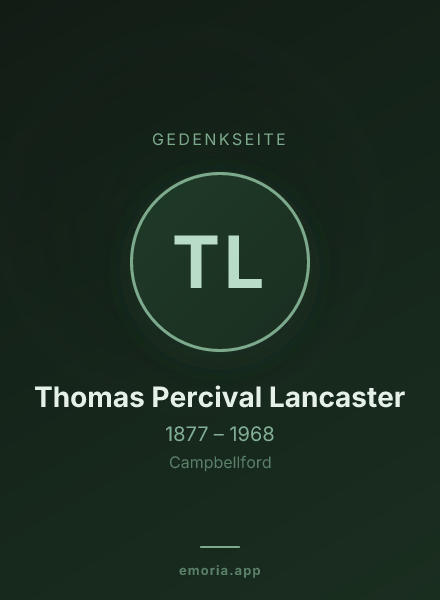 Gedenkportrait von Thomas Percival Lancaster