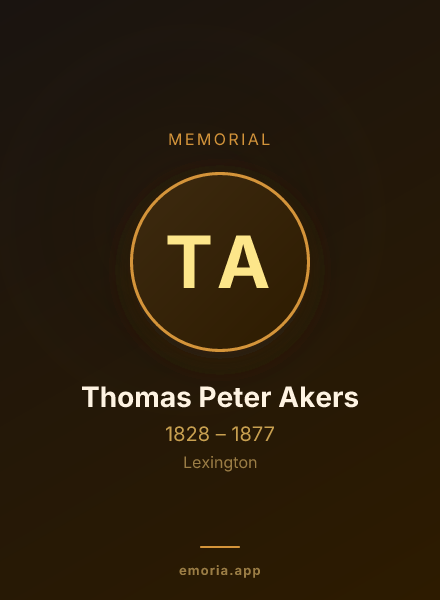 Memorial portrait of Thomas Peter Akers