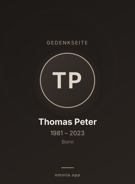 Gedenkportrait von Thomas Peter